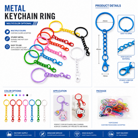 Colorful Metal Keychain Ring with Chain and Lobster Clasp for DIY Accessories