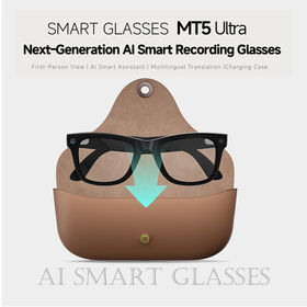 نظارات ذكية MT5 Ultra بالجملة/OEM، مزودة بعلبة شحن 2000 مللي أمبير، نظارات بكاميرا 8 ميجابكسل، نظارات ذكية بالذكاء الاصطناعي بنموذج شات جي بي تي