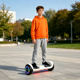 Hoverboard Cerdas Smart Self-Balancing Skuter Listrik dengan Bantalan Kaki Anti-Selip untuk Remaja Perjalanan Jarak Pendek