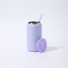 16oz Double Walled Vacuum Insulated Gold Plated Powder Coated Stainless Steel Eco-Friendly Soda Can Tumbler Cups Straw Presents