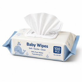 Good Quality 100 count and 100% Natural Cotton Baby Wipes for Daily Baby Care
