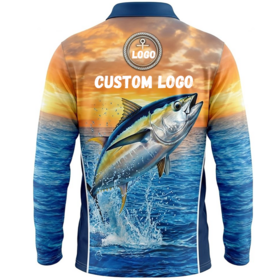 Herren UV-Schutz Langarm-Sport-T-Shirt mit Sublimationsdruck, schnelltrocknend, für Angeln & Schwimmen - Sonnenschutzkleidung