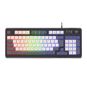 Gaming Keyboard 94 Keys USB Wired Membrane Keyboard with LED Backlight Ergonomic Design ABS Plastic for Desktop Use