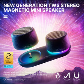 CAANKEI Dual Pair Spatial Audio Stereo Sound Speakers MagSafe Wireless Bluetooth Speaker LED for Mobile Phone Stand