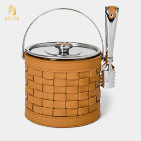 Nuevo diseño tejido de cuero de la PU de acero inoxidable para cerveza Vodka Ice Cube Cubo de vino de lujo