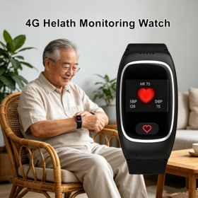 Jam Tangan Pintar 4G Health Elder L16 Pro dengan Pelacak untuk Pemantauan Detak Jantung/Oksigen Darah, Jam Tangan Lansia untuk Keamanan