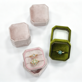 Custom Logo Velvet Jewelry Ring Box Portable Mini Jewelry Storage Case for Retail Packaging Gift Jewelry Display and Travel
