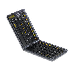Zwei-Faltbares Transparentes Bluetooth-Tastatur mit Stoffabdeckung für Tablet, Smartphone, PC, Laptop