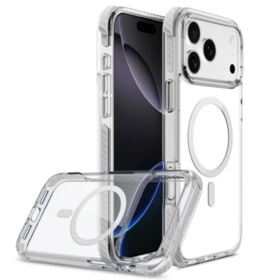 Fabricant Meilleure Vente Coque Magnétique Transparente Tendance pour iPhone 17 Housse de Téléphone Portable Gris avec Magsafe