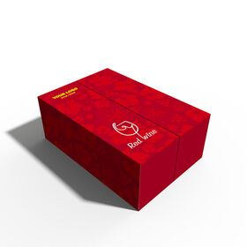2026 Customized Red Wine Packaging Double Door Boutique Box Eco-Friendly Rigid Matt Lamination Embossing Made Recycled Materials