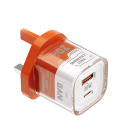 20W GaN Fast Charger PD+QC3.0 Dual Port Wall Charger with US/EU/UK Plugs for Smartphones