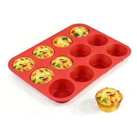 Bestselling 12-Cavity Silicone Muffin Pan, Non-Stick Cake Baking Mold, Food Grade Heat Resistant, Regular Size