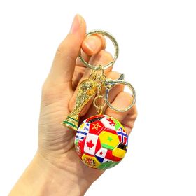Metal keychains 2026 for Football Keychain for Trophy Pendant Mexico USA Canada Merchandise Promotional Gift