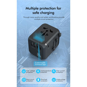 Chinese GaN 35W World Travel Adapter with 3USB-C and 2USB-A Fast charging universal adapter