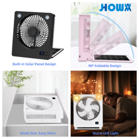 Rechargeable 40000mAh Foldable Desk Fan Desktop Solar Table Fan With solar Panel Built-in and LED Lighting