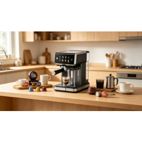 Espresso Machine with Auto Milk Frother - One-Touch Recipes, Easy-to-Clean, Home Barista Coffee Maker for Lattes, Cappuccino, 1200