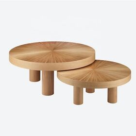 Hot Sell contemporary solid oak wood round riviera coffee table tea table for Living Room Home furniture Villa
