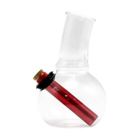 Handmade Premium Glass Water Vessel, OEM Customizable with Red Accent Metal Insert