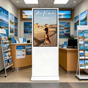 Sistemas de Señalización Digital LCD, Reproductor Publicitario Táctil de Pie de 32-85 Pulgadas para Uso Comercial y Público