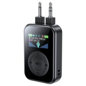 Transmisor Receptor Bluetooth 5.0 Modelo 2026 2 en 1 con Pantalla LCD, Plástico ABS Universal para Coche y PC con Certificación CE FCC