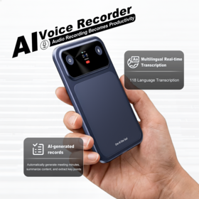 Mini alliage d'aluminium noir portatif à commande vocale du dictaphone 16GB d'AI 20 heures d'enregistrement continu FCC ROHS d'ODM d'OEM certifié