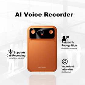 Tragbarer KI-Stimmrekorder 16GB Bluetooth Studioqualität Aufnahme mit Übersetzungs-Meeting-Zusammenfassung Mindmap-Rekorder FCC-zertifiziert
