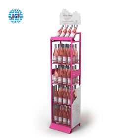 Big sale Foldable Eco-Friendly Iron Wine Display Rack Retail Floor Display Stand for Advertising Flat Pack Display Shelves