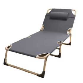 Tempat Tidur Lipat Camping, Tempat Tidur Tidur dengan Bantal dan Bantalan Kapas Mutiara, Tempat Tidur Portabel Outdoor, Tempat Tidur Santai Reclining untuk Tidur Dalam Ruangan
