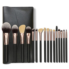 16pcs Professionnel Plat Maquillage Pinceaux Ensemble avec Sac Comprend Fondation Mélange Ombre À Paupières Outils pour Voyage