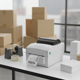 4Inch Desktop 110mm Thermal Shipping Waybill Packages Adhesive Label Sticker Barcode Printer with Auto Cutter