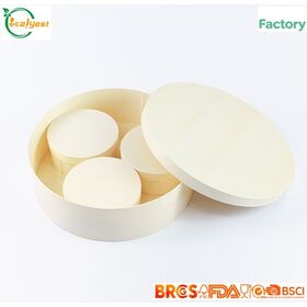 FSC Disposable Wooden Box Round with Lid Eco Friendly Oven Using Customized Logo Direct Factory