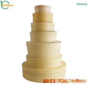 FSC Disposable Wooden Box Round with Lid Eco Friendly Oven Using Customized Logo Direct Factory Price