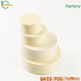 FSC Disposable Wooden Box Round with Lid Eco Friendly Oven Using Customized Logo China Direct Factory and Manufacturer