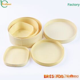 FSC Disposable Wooden Box Round with Lid Eco Friendly Oven Using Customized Logo Factory Price