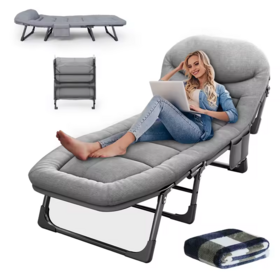 Oem Wholesale Single Folded Camp Bed Portable Comfort Indoor Lunch Break Reclining Outdoor Folding Metal Foldable Camping Bed Fo