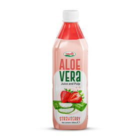 Jus et Pulpe d'Aloe Vera Nawon Fraise Bouteille 500mL Boisson Fruitée Faible en Sucre Bouteille de Purée Fraîchement Pressée Sans Sucre