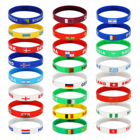 2026 World Cup Flag Silicone Wristband, Mexico USA Canada Souvenir Bracelet, Fan Supporter Rally Wristband for Teams Wholesale