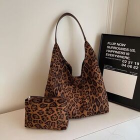 Sac Cabas Polyvalent Imprimé Léopard pour Femmes - Sac d'Épaule Grande Capacité Mode Automne/Hiver