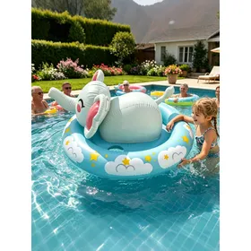 Children's elephant inflatable swimming circle, floating raft, water play toy, swimming pool, floating bed, outdoor swim ring