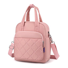 New Embroidery Thread Rhombus Nylon Durable Women's Backpack Large Capacity Multi-purpose Zipper Closure Crossbody Strap