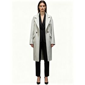 Luxury Winter Clothes Wholesale Customized Double Breast Suit Chest Pocket Ladies Handmade Double Face Wool Coat with Cashmere Fab