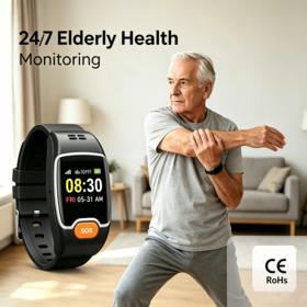 Bracelets de montre de soins de santé supérieurs 4G avec suivi de positionnement de sécurité SOS, surveillance de la fréquence cardiaque pour les personnes âgées d'Alzheimer à la maison