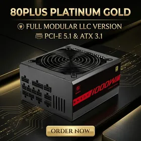 Catu Daya PC ATX3.1 Seri Gold PCI-E5.1 LLC Versi Daya Penuh Modular 14CM Catu Daya Komputer ATX untuk PC