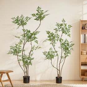 Arbre Faux Nandina Domestica de Haute Qualité en Gros, Bambou Artificiel Vert pour la Décoration de la Maison