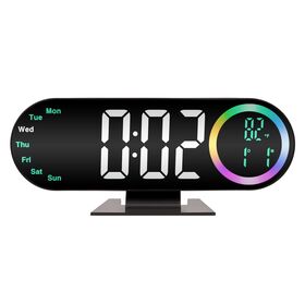 Creative RGB Alarm Clock Large Screen Digital Mirror Electronic Clock LED Color Changing New Alarm Clock Student Desk Clock