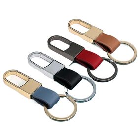 Premium liga de zinco preto carro chaveiro laser personalizado gravado couro chave titular universal metal chaveiro com anel