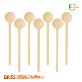 Eco-Friendly FSC Disposable Wooden Round Head Coffee Stirrers Food Grade With Individual Paper Wrapped