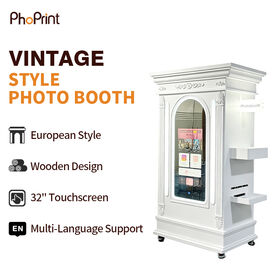 Neueste Retro Spiegel Fotokabine mit 32" Touchscreen Selfie DSLR Kamera und Drucker - Digitaler Spiegel-Fotobooth für Partys und Hochzeiten