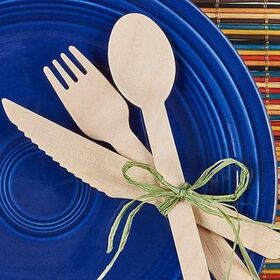 FSC Certified Birch Wood Disposable Cutlery Set 6.3 Inch Eco-Friendly Utensils for Fish Rice and Soup Dishes