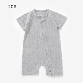 Sommer-Baby-Strampler mit Rundhalsausschnitt, kurzen Ärmeln und Shorts, diagonaler Knopfleiste, Klimaanlagen-Anzug